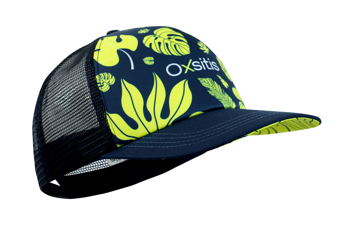 Casquette de sport aérée unisexe OXSITIS Trucker Origin Bleu marine Vert lime 1