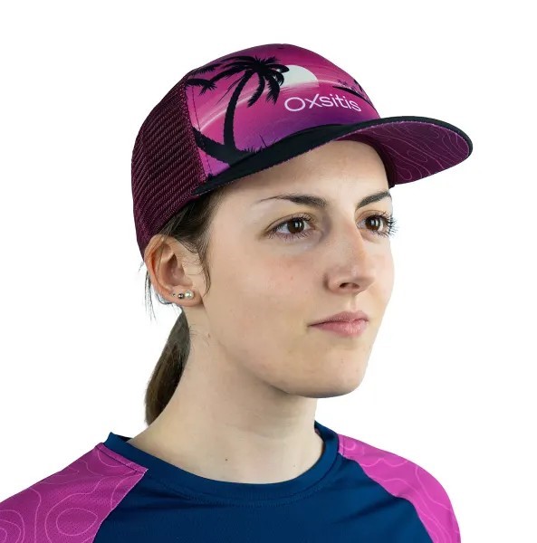 Casquette de sport aérée unisexe OXSITIS Trucker Origin Violet Rose Noir 3