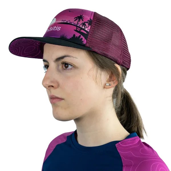 Casquette de sport aérée unisexe OXSITIS Trucker Origin Violet Rose Noir 4