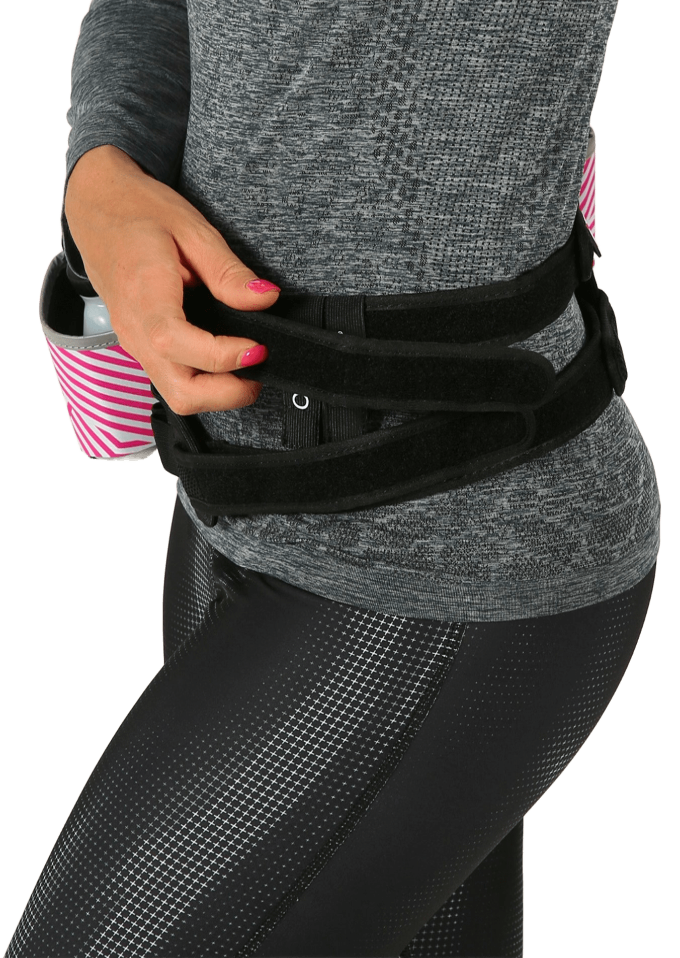 Ceinture hydratation avec deux gourdes 200ml fournies femme OXSITIS Flaskbelt Rose Blanc Noir 3