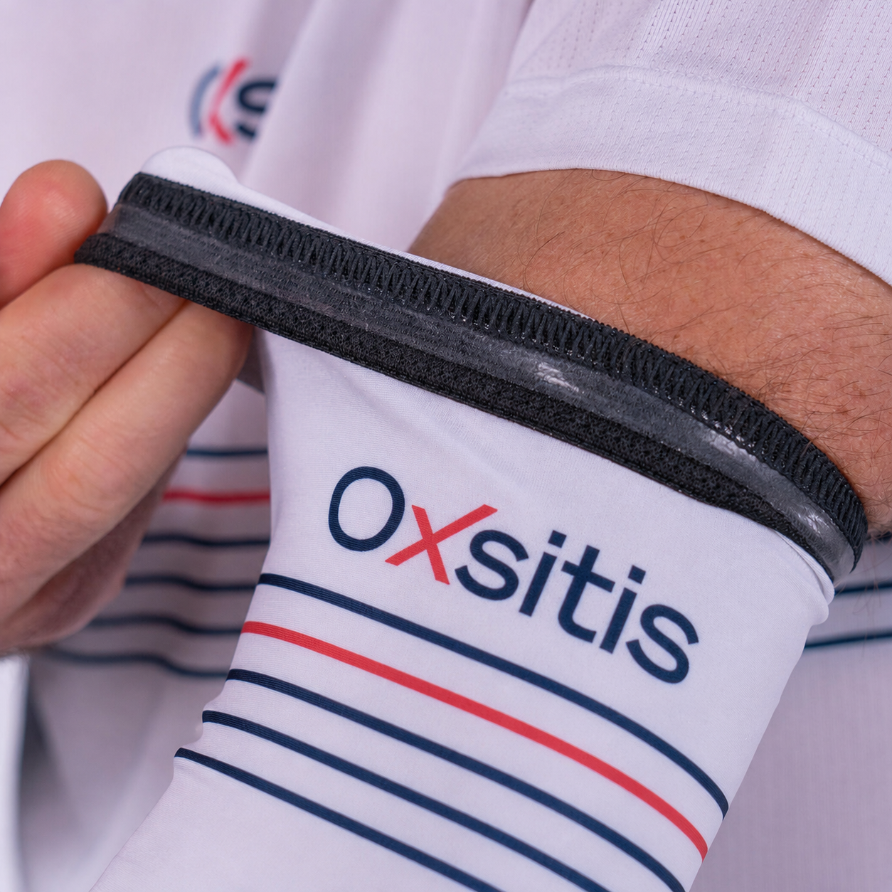 Manchettes techniques et respirantes unisexe OXSITIS BBR Blanc Bleu maine Rouge 3