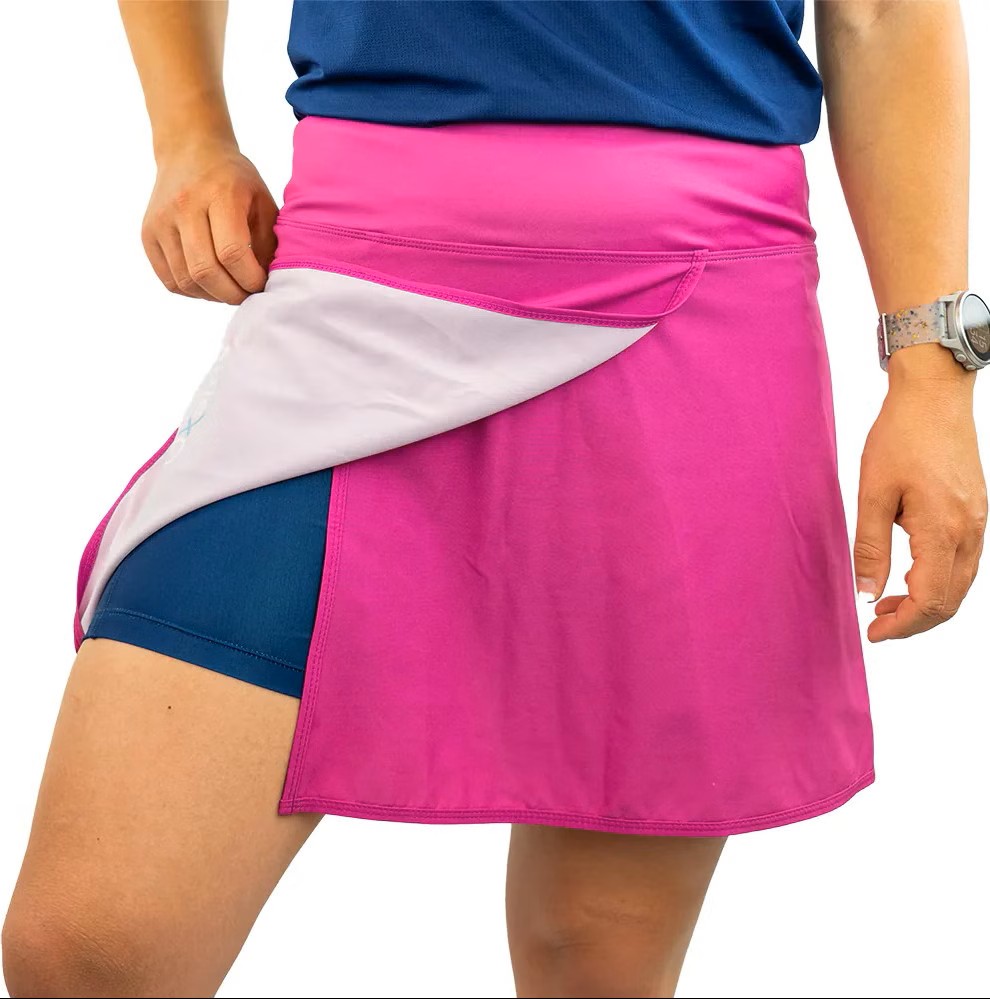 Jupe de running 2 en 1 avec cuissard femme OXSITIS Origin Rose Blanc Bleu marine 4