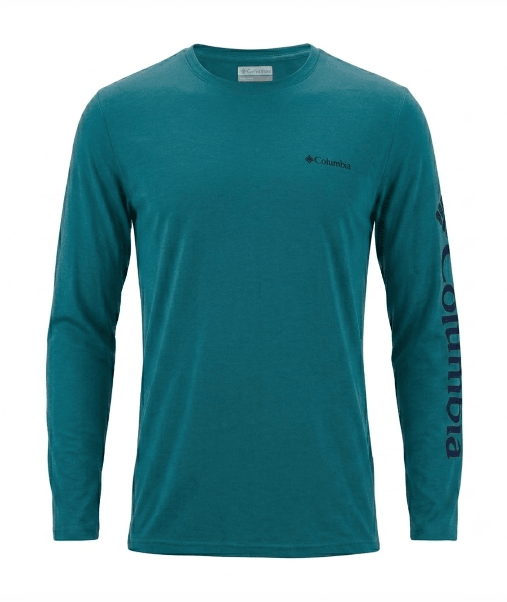 Tee-shirt randonnée manches longues homme Columbia Marshall Valley Bleu canard Vert 1