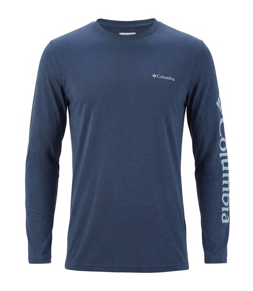 Tee-shirt randonnée manches longues homme Columbia Marshall Valley Bleu marine 1