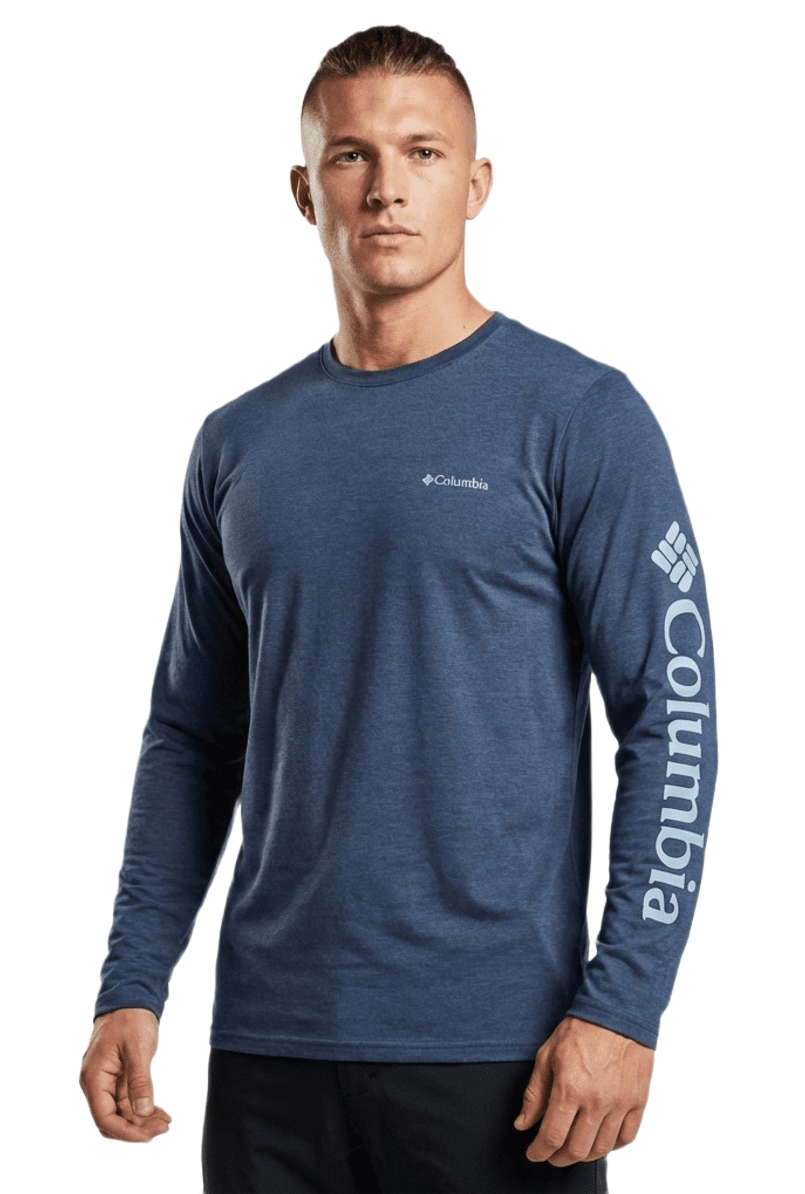 Tee-shirt randonnée manches longues homme Columbia Marshall Valley Bleu marine 2