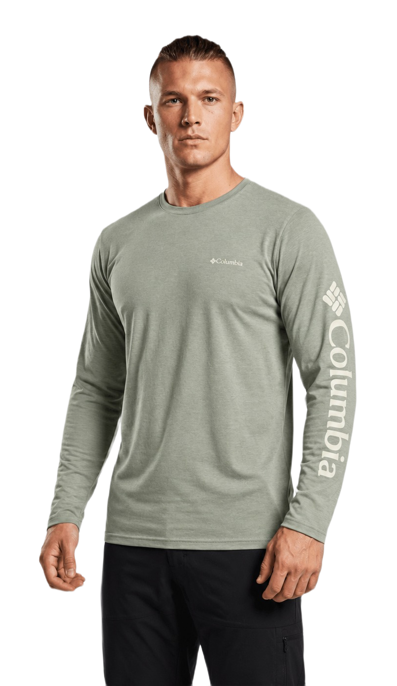 Tee-shirt randonnée manches longues homme Columbia Marshall Valley Vert clair 2