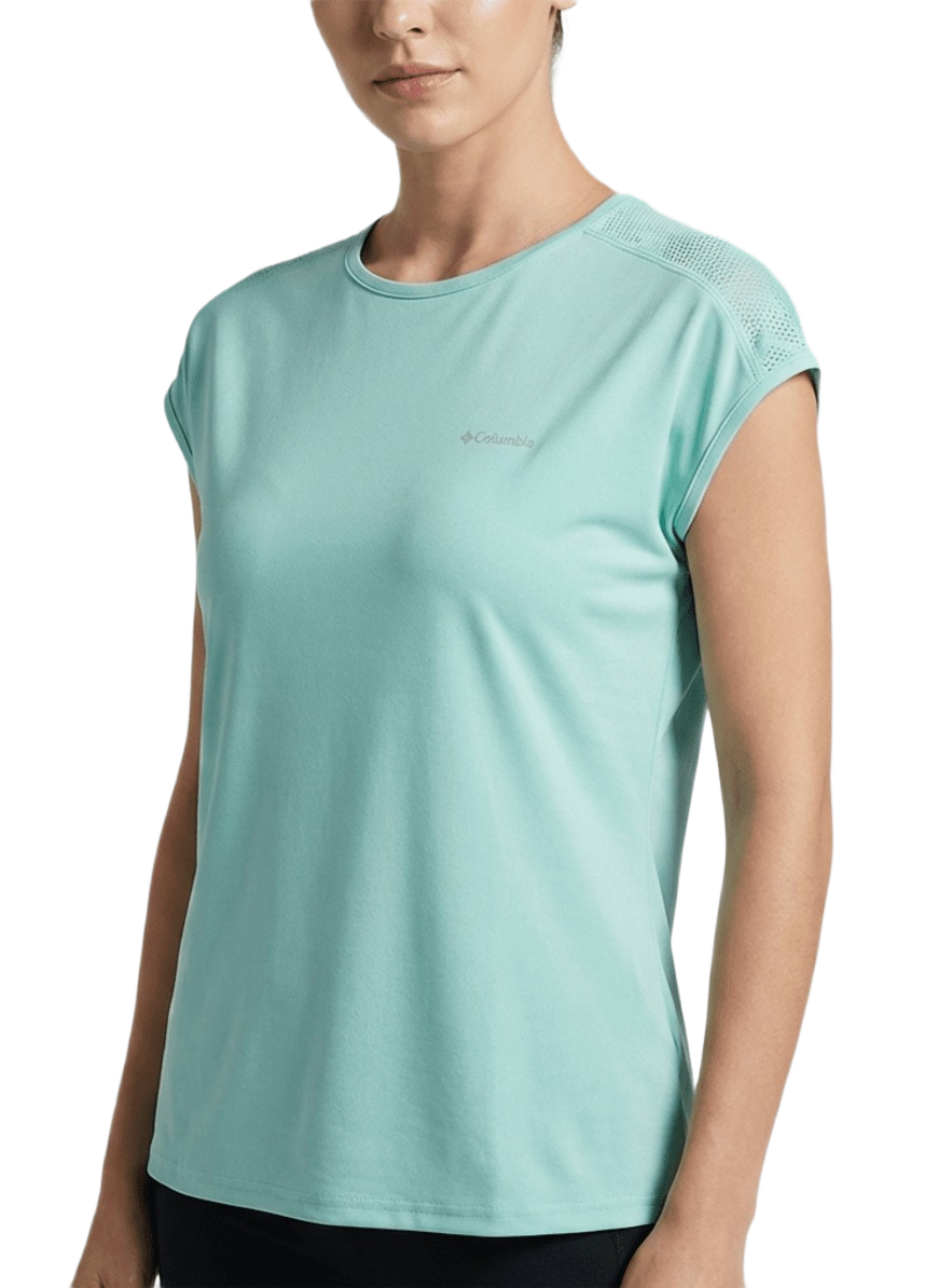Tee-shirt sport randonnée respirant femme Columbia SUNLIGHT PEAK Bleu turquoise 2