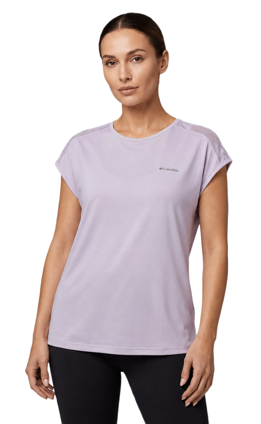Tee-shirt sport randonnée respirant femme Columbia SUNLIGHT PEAK Violet mauve 2b