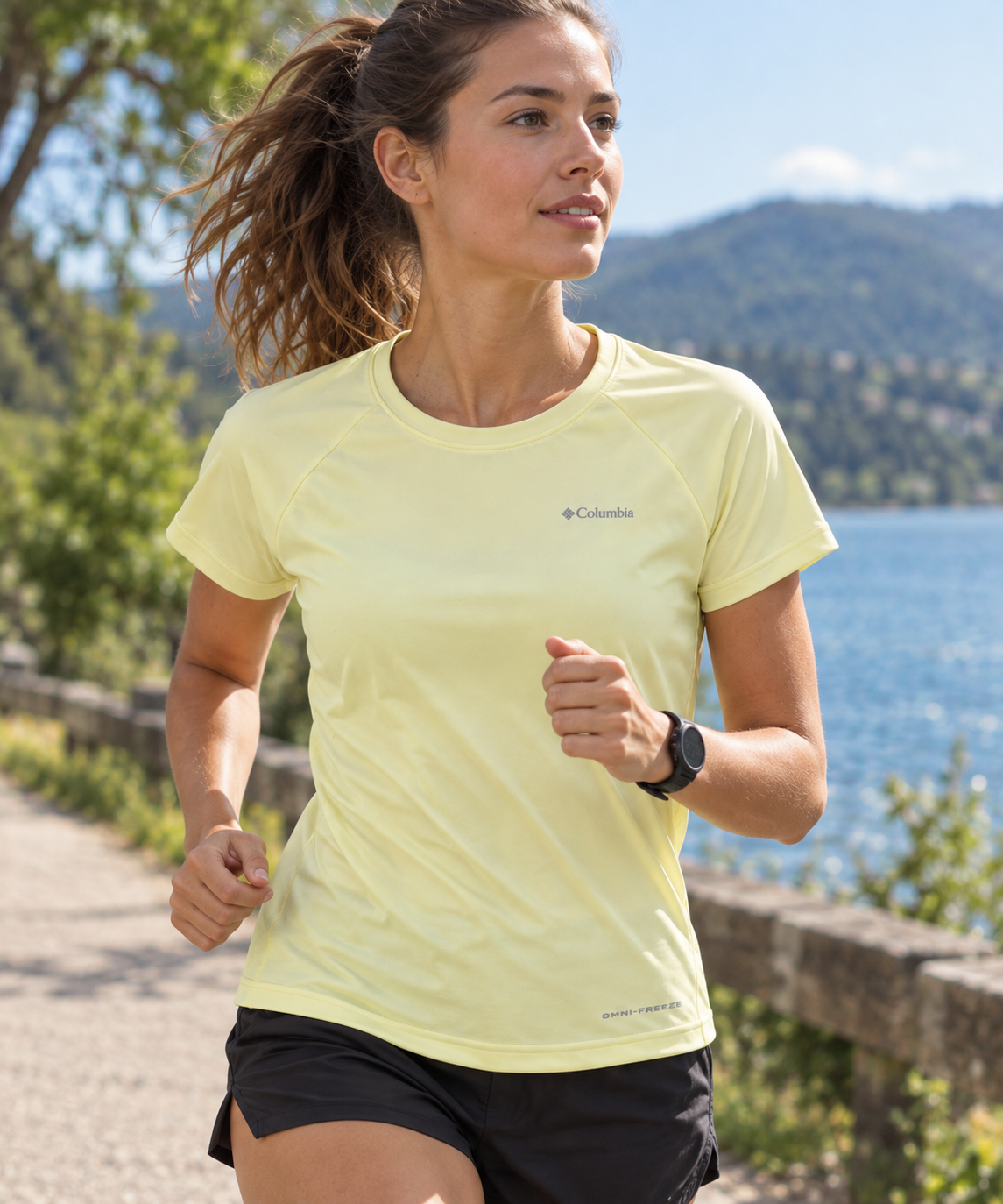 Tee-shirt sport respirant femme Columbia RIVER CHILL Jaune 3