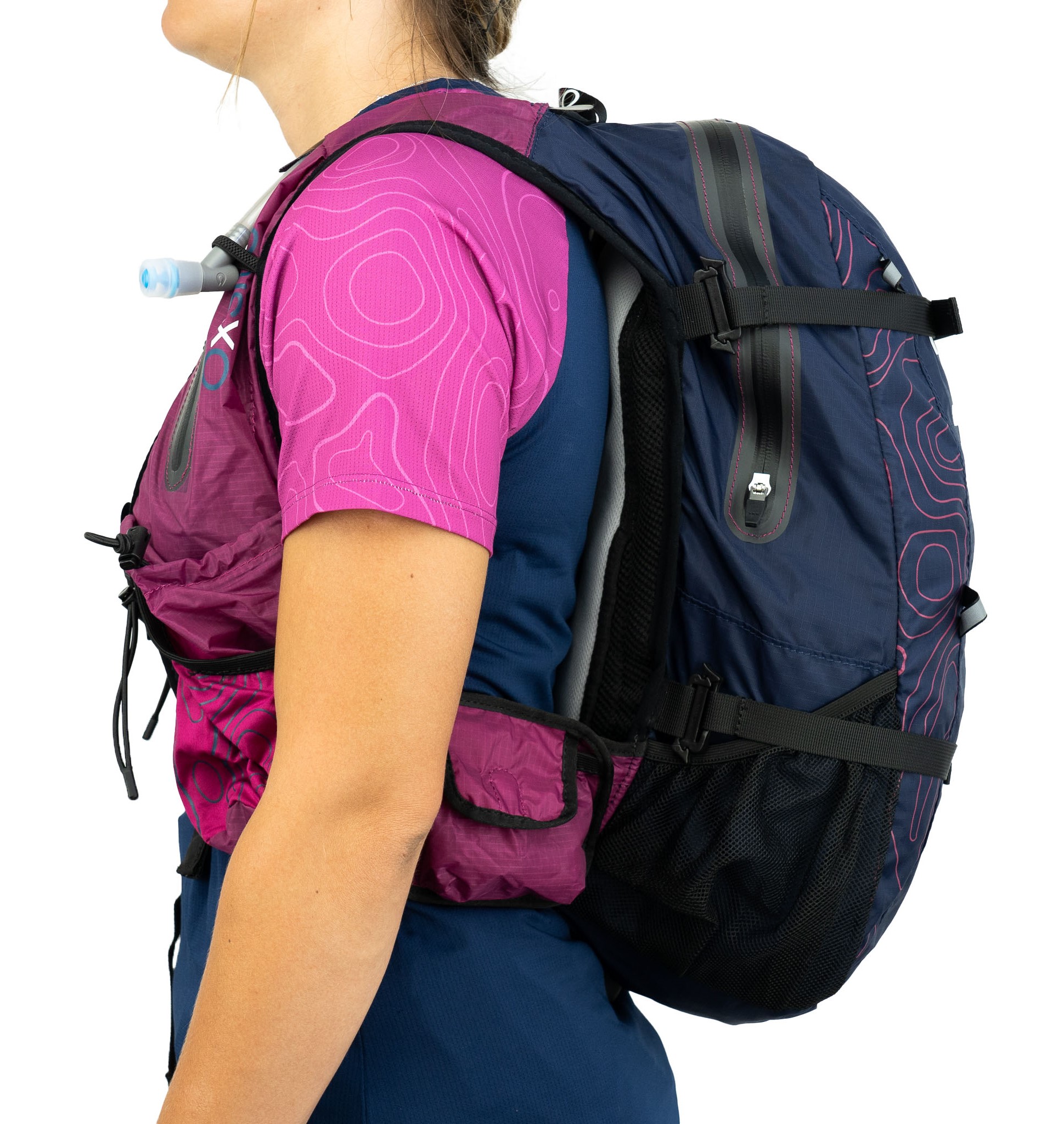 Sac à dos de trail 30 litres femme OXSITIS Enduro 30 Ultra Bleu marine Noir Rose 3