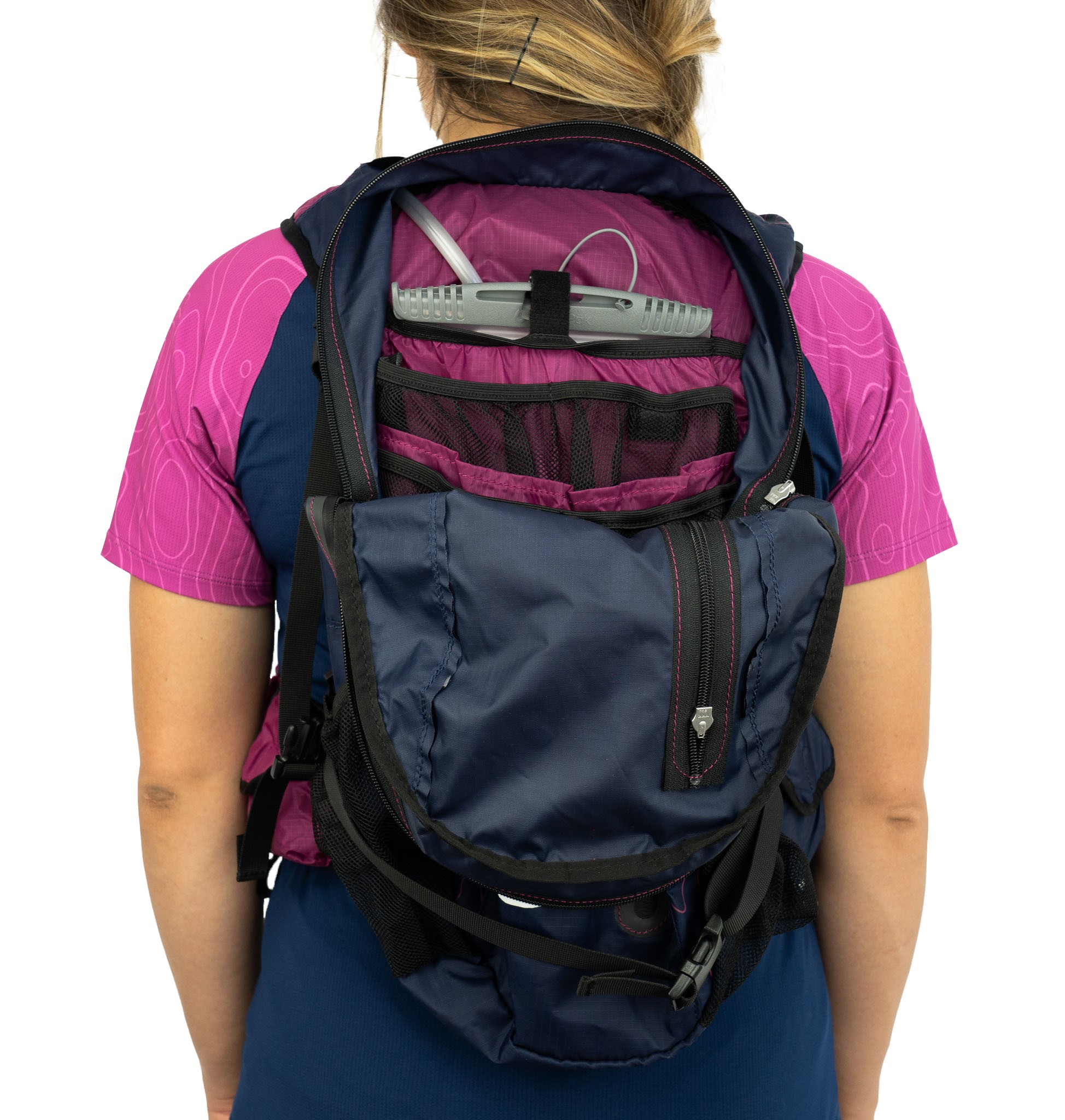 Sac à dos de trail 30 litres femme OXSITIS Enduro 30 Ultra Bleu marine Noir Rose 8