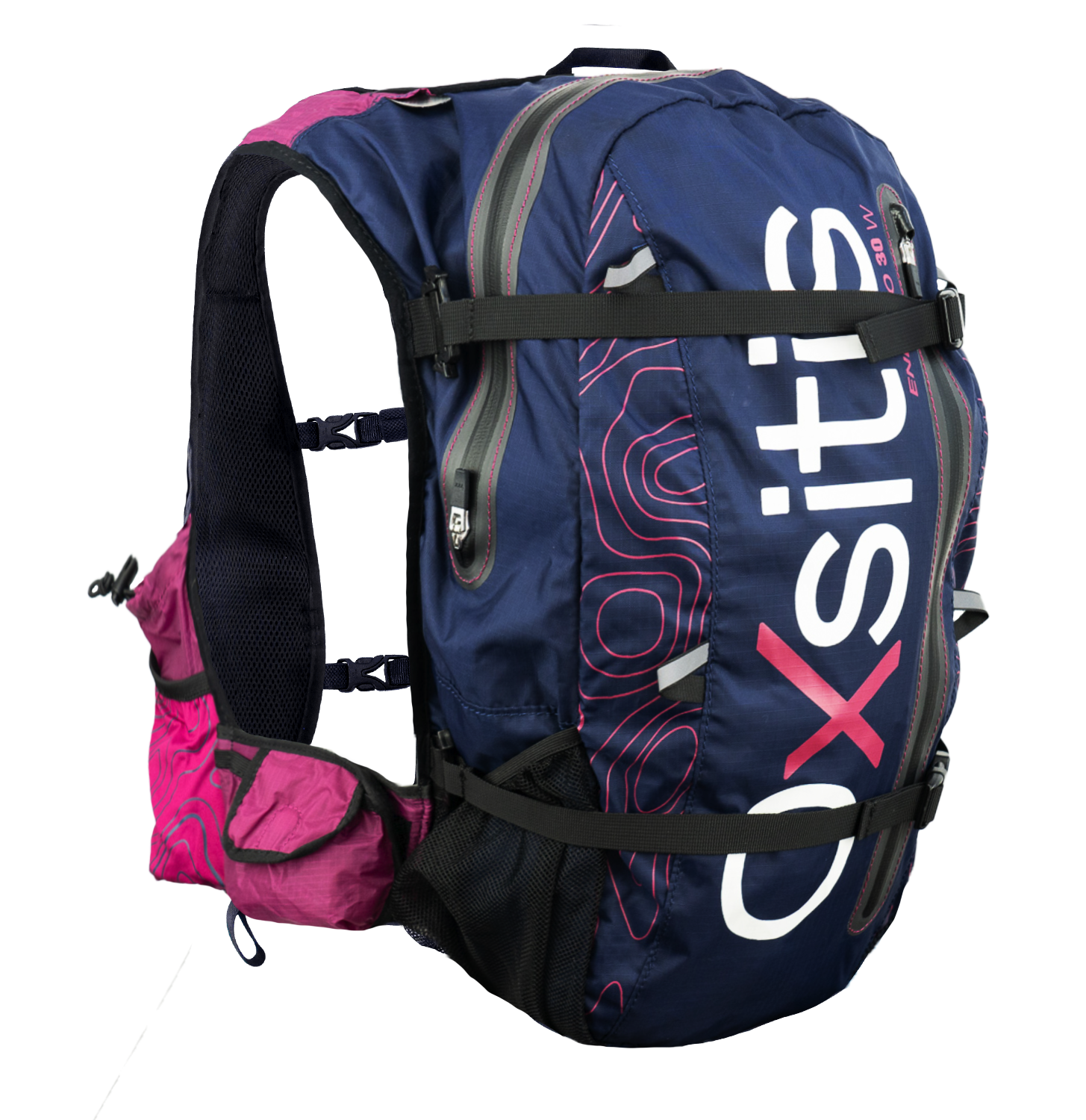 Sac à dos de trail 30 litres femme OXSITIS Enduro 30 Ultra Bleu marine Noir Rose 1