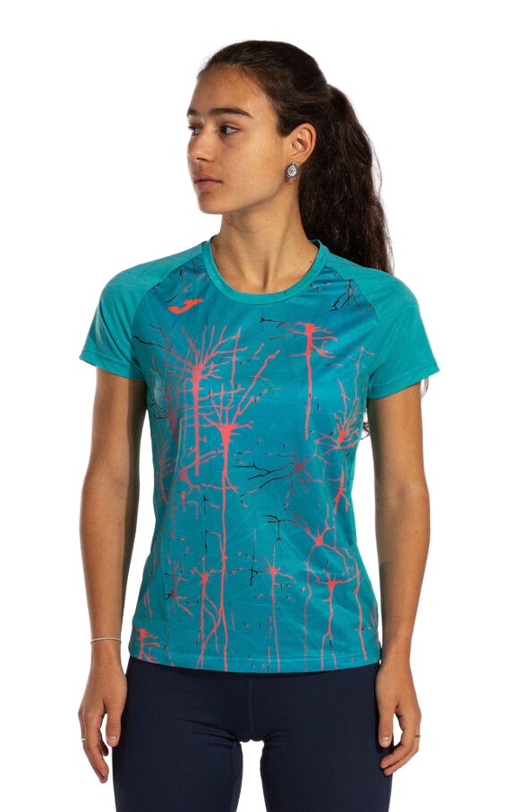 Tee-shirt manches courtes Sport Junior Fille Joma Elite IX Turquoise Rouge 4