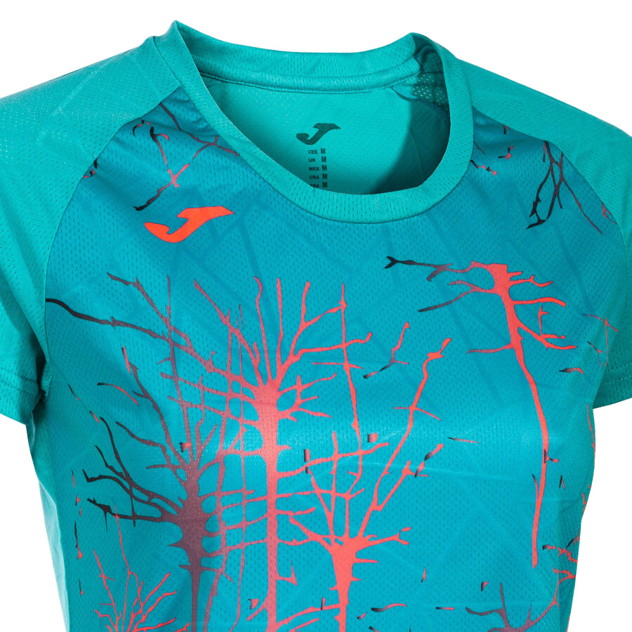 Tee-shirt manches courtes Sport Junior Fille Joma Elite IX Turquoise Rouge 3