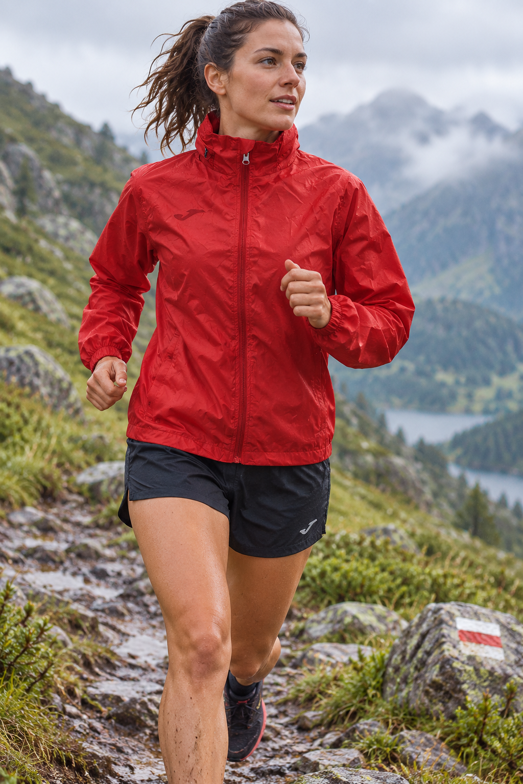 Coupe Vent Imperméable à capuche intégrée Sport Femme Joma  Galia Rouge 2
