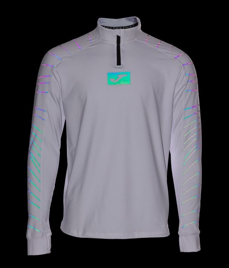 Sweatshirt running réfléchissant homme Joma R-night Blanc Noir 8