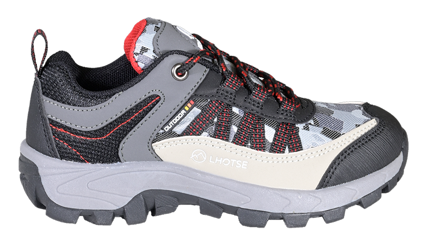 Chaussures randonnée basses junior LHOTSE Panda Gris Rouge 1