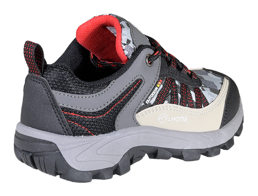 Chaussures randonnée basses junior LHOTSE Panda Gris Rouge 3