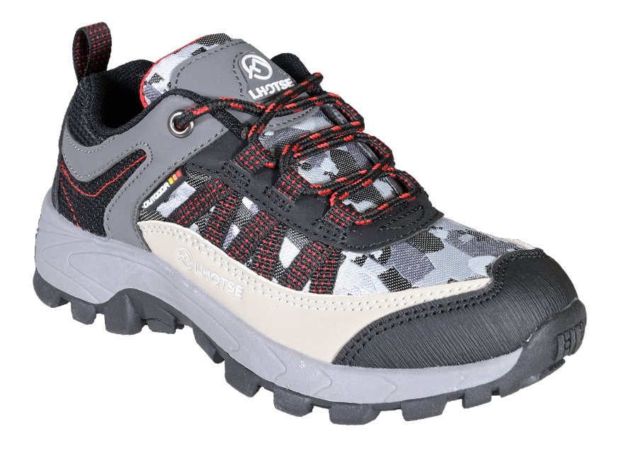 Chaussures randonnée basses junior LHOTSE Panda Gris Rouge 2