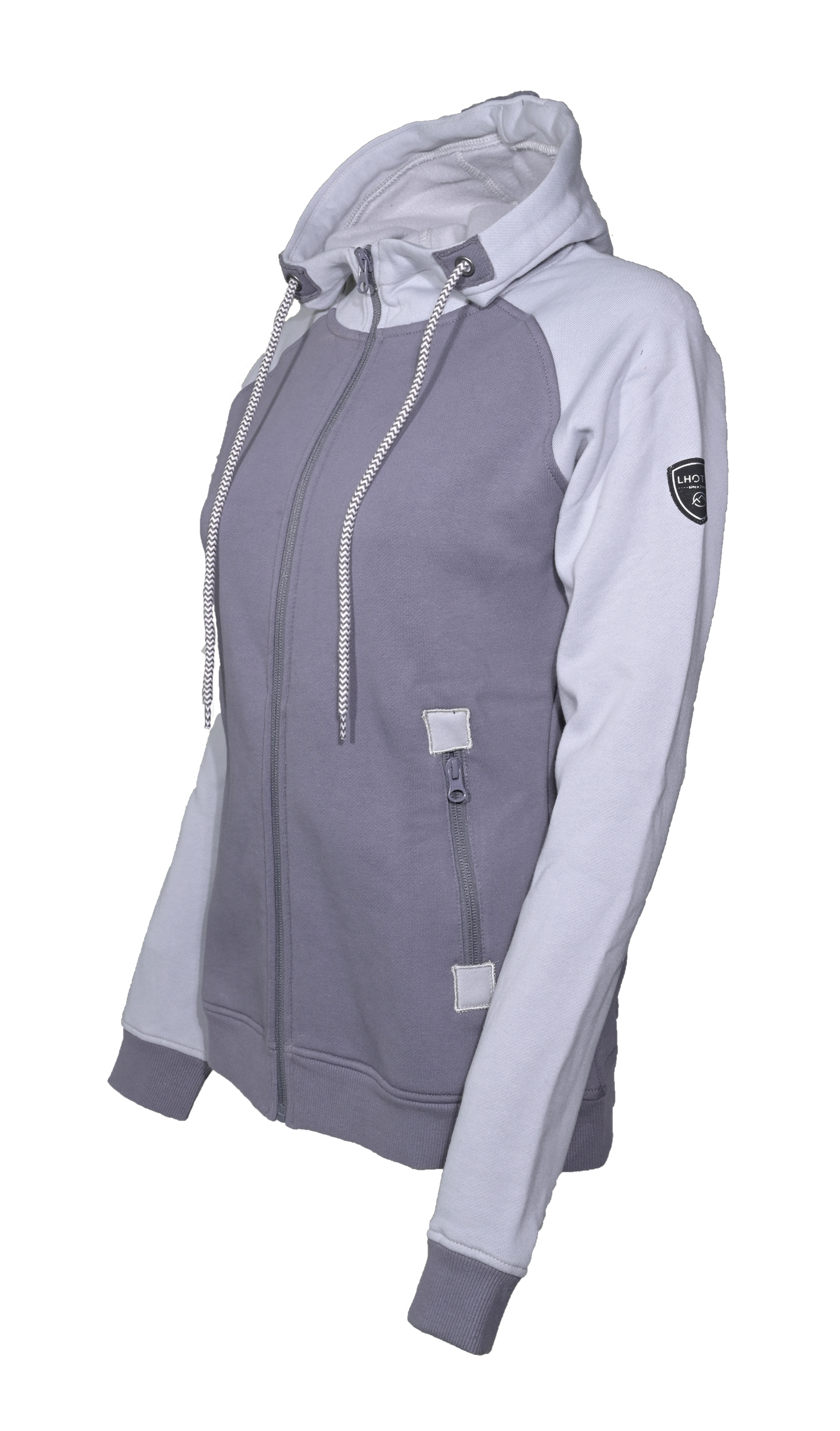 Sweat de sport avec capuche femme LHOTSE Olga Gris Gris clair 2
