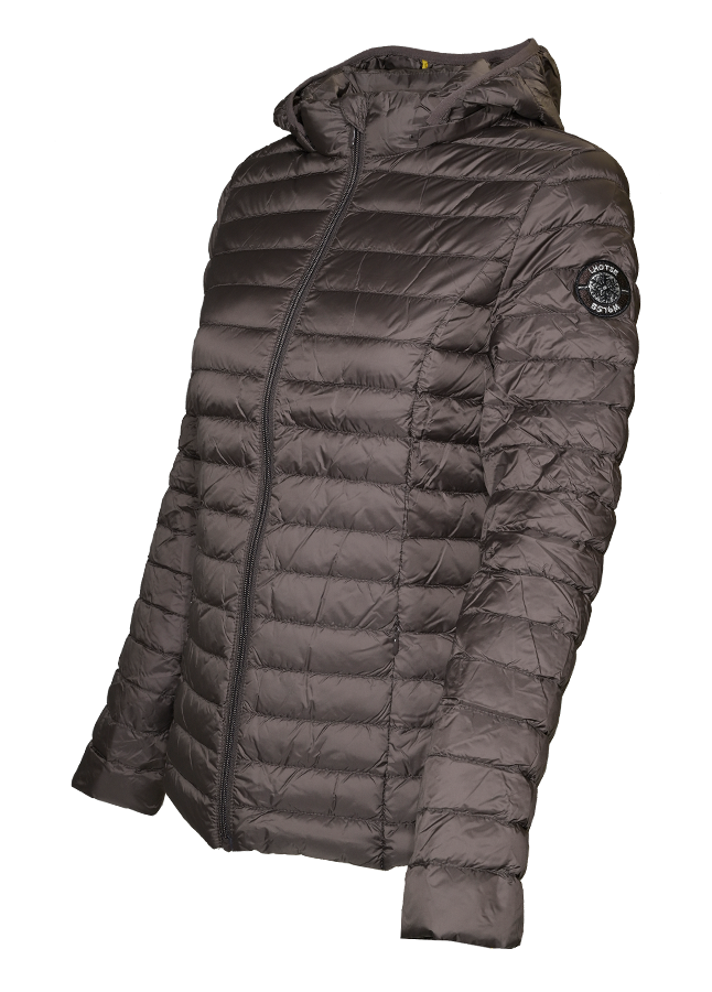 Doudoune de sport avec capuche amovible femme LHOTSE Kimi Gris taupe 2
