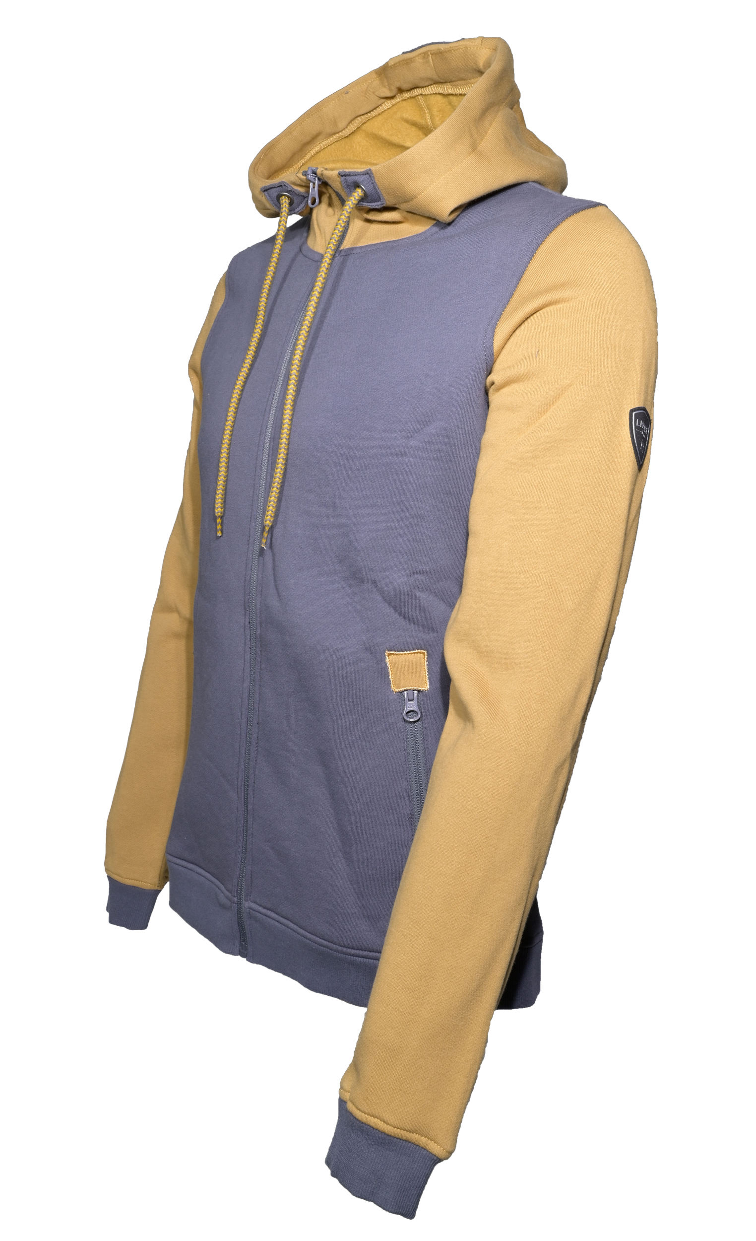 Sweat de sport avec capuche homme LHOTSE Oleg Gris anthracite Jaune moutarde 2