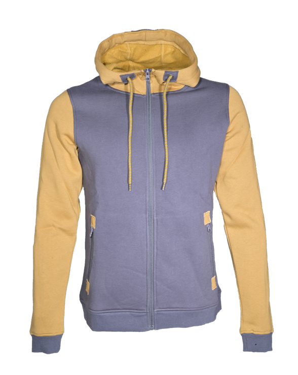 Sweat de sport avec capuche homme LHOTSE Oleg Gris anthracite Jaune moutarde 1 (2)
