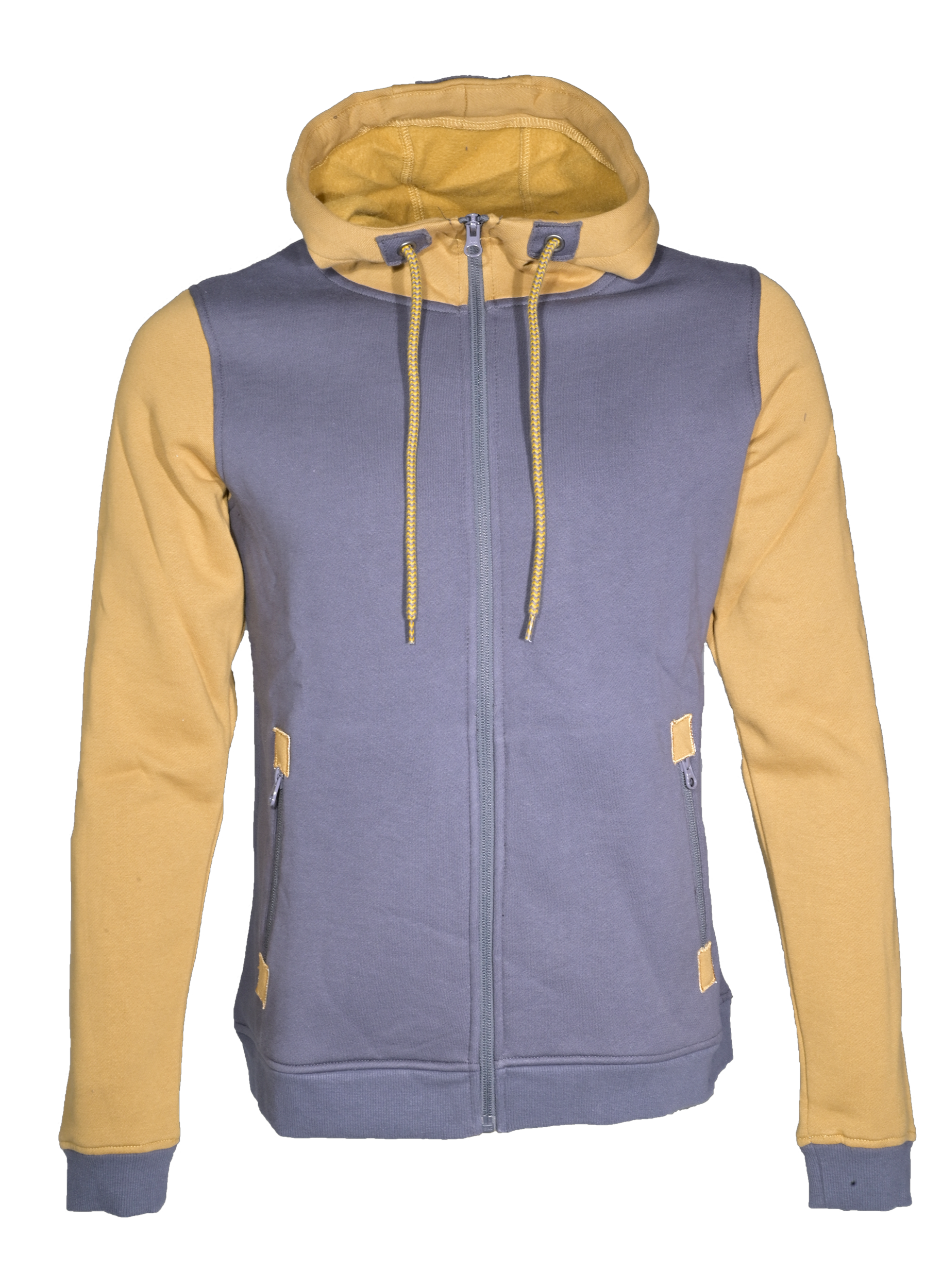 Sweat de sport avec capuche homme LHOTSE Oleg Gris anthracite Jaune moutarde 1