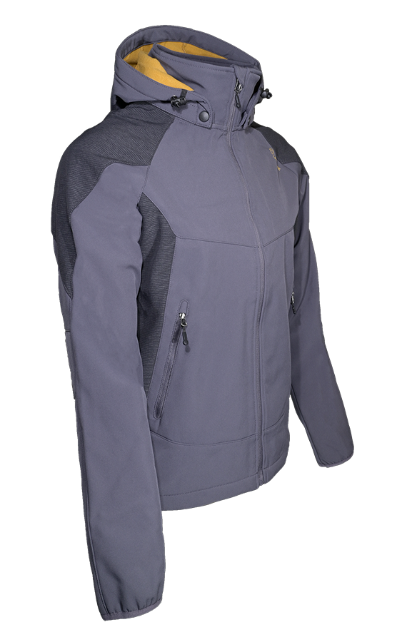 Veste softshell déperlante et respirante homme LHOTSE Aldo Gris anthracite Jaune moutarde 2