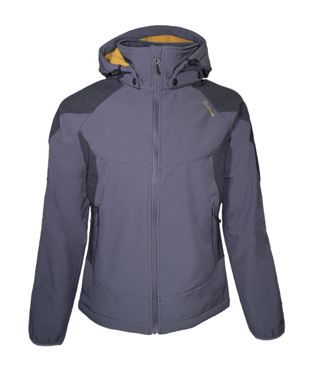 Veste softshell déperlante et respirante homme LHOTSE Aldo Gris anthracite Jaune moutarde 1
