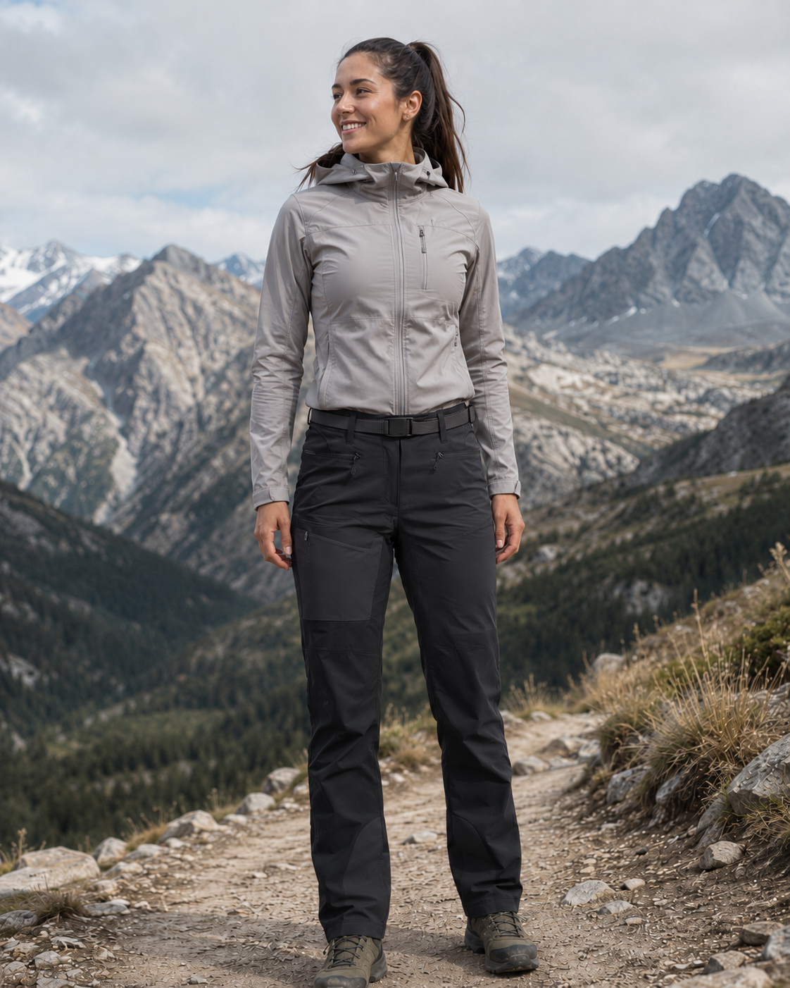 Pantalon de randonnée avec ceinture femme LHOTSE Eden Noir 2