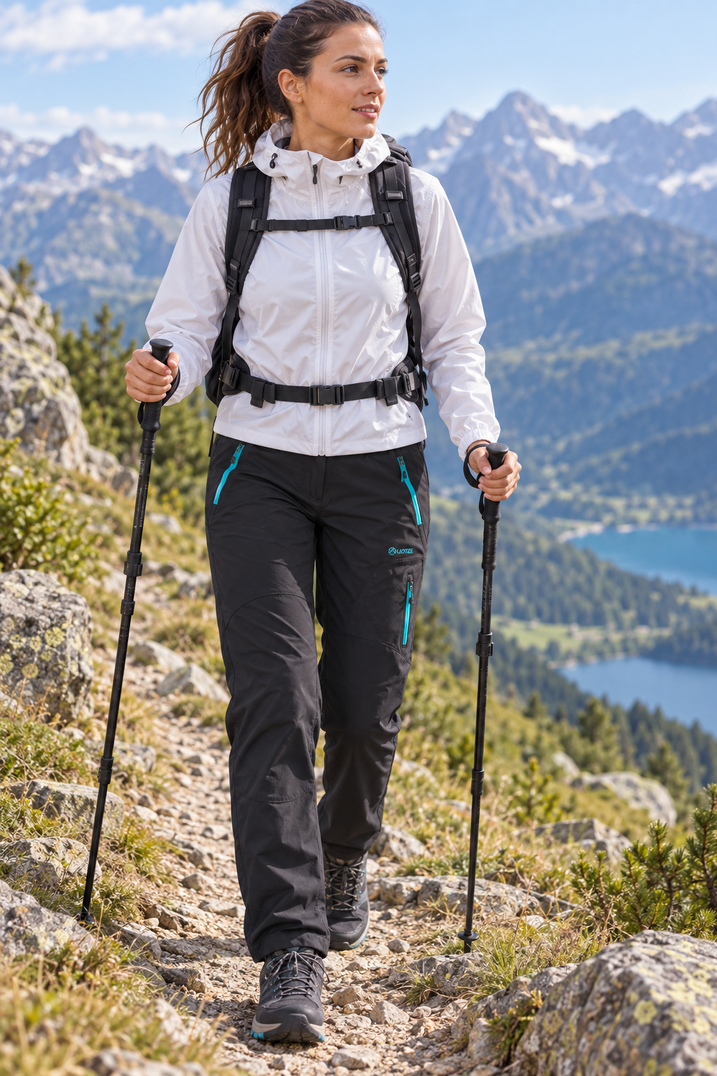 Pantalon de randonnée avec ceinture femme LHOTSE Julietta noir 3