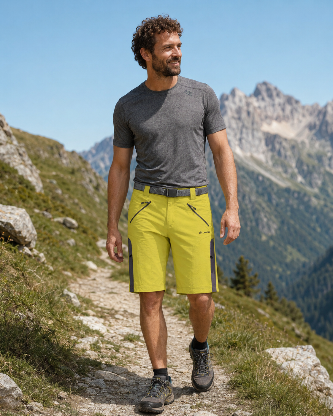 Bermuda de randonnée avec ceinture homme LHOTSE Chuck Jaune citronnelle 2