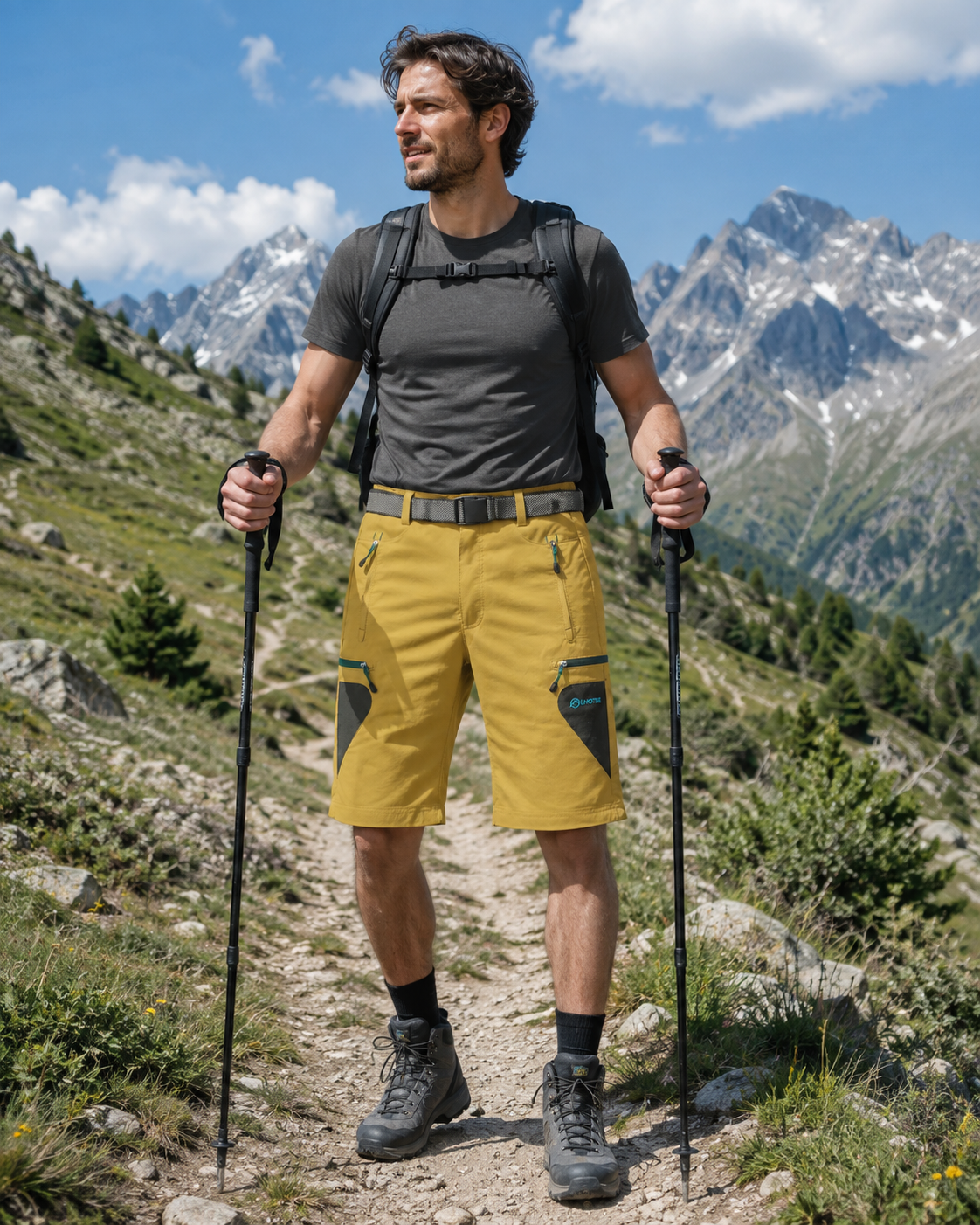 Bermuda de randonnée avec ceinture homme LHOTSE Hilario Jaune Moutarde 2