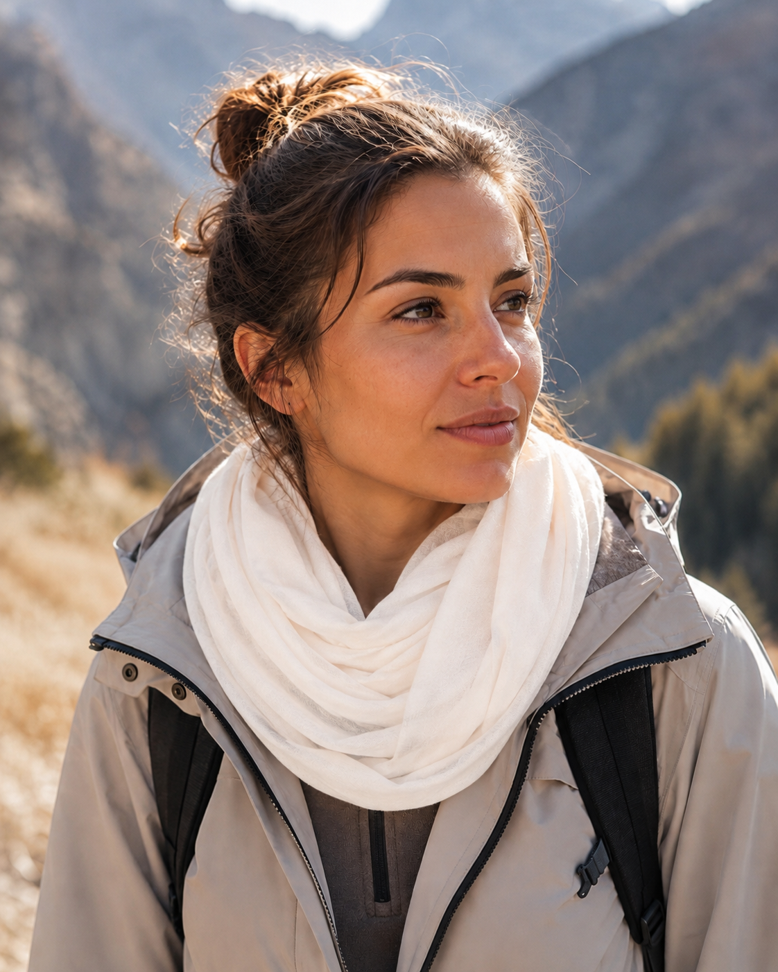 Echarpe légère et respirante de sport femme LHOTSE Nanda Blanc cassé 2