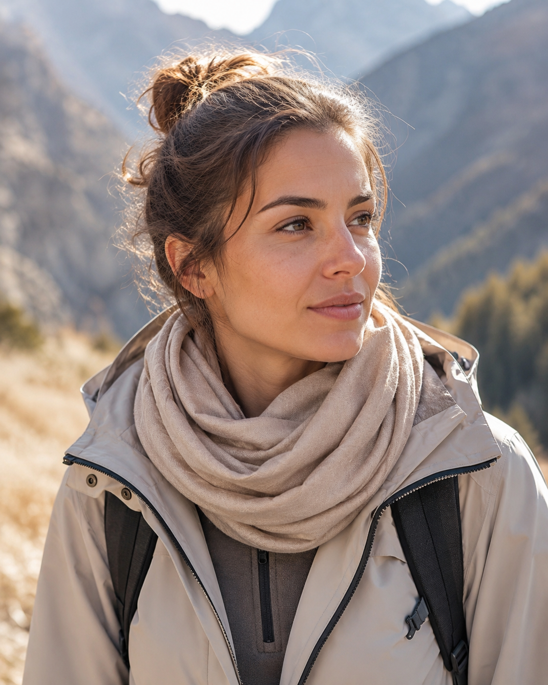 Echarpe légère et respirante de sport femme LHOTSE Nanda Beige 2