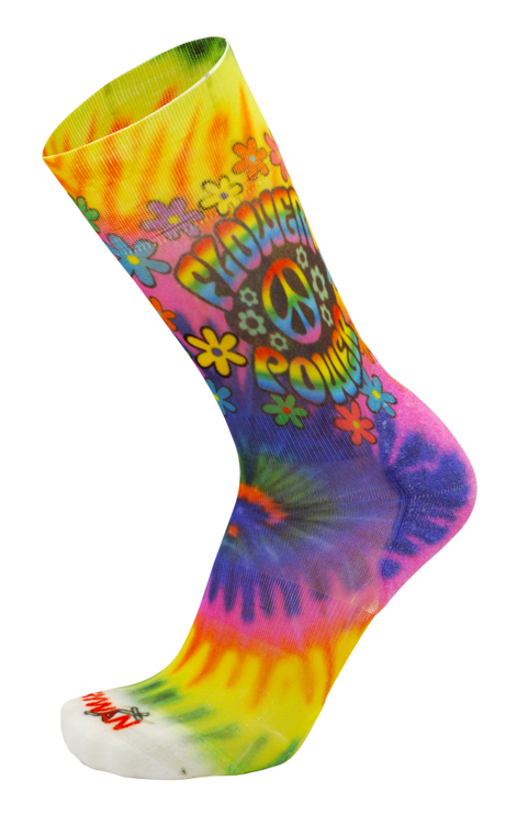 1846 Chaussettes jarrette running-trail Rywan NO LIMIT GRAPHIK Flower Power Jaune Bleu Rose