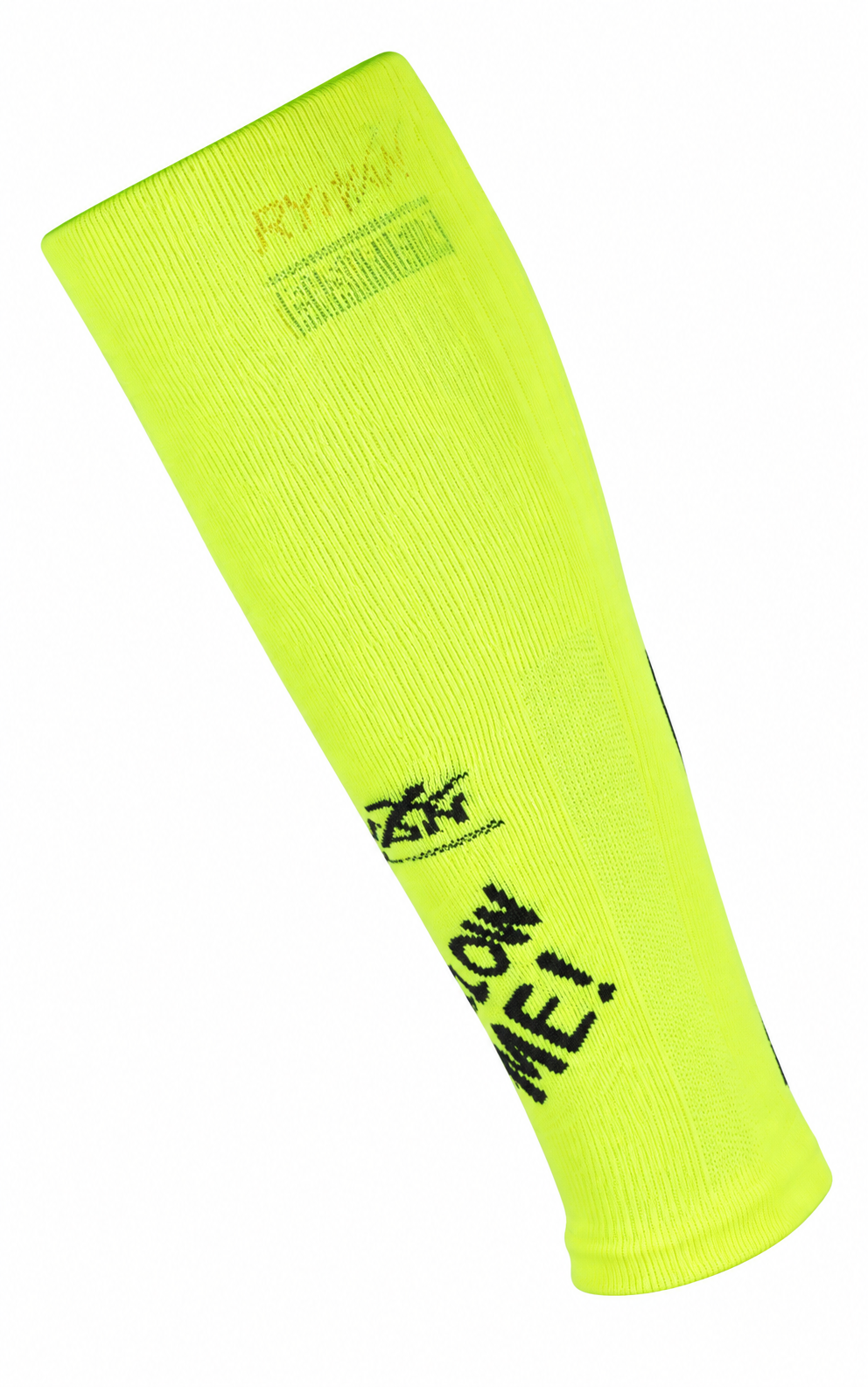 1062 Manchons running-trail RYWAN Follow Me &amp; Keep Distance COMPRESSION RUNNING Jaune fluo Noir 1b