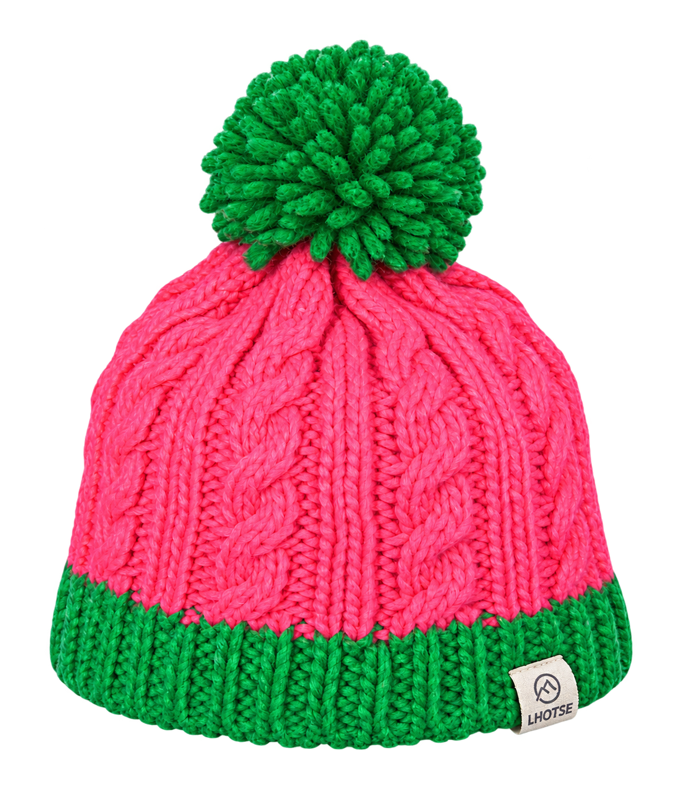 Bonnet doublé polaire enfant LHOTSE Nala Rose Vert 1