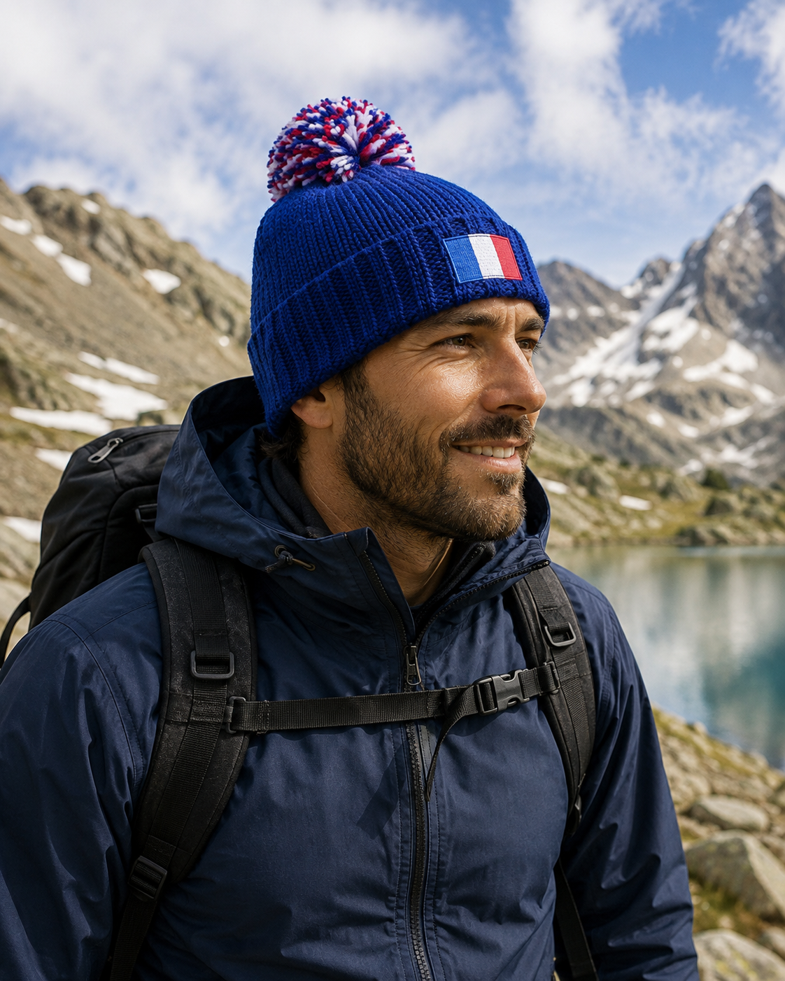 Bonnet doublé polaire unisexe France LHOTSE Idril Bleu marine 2