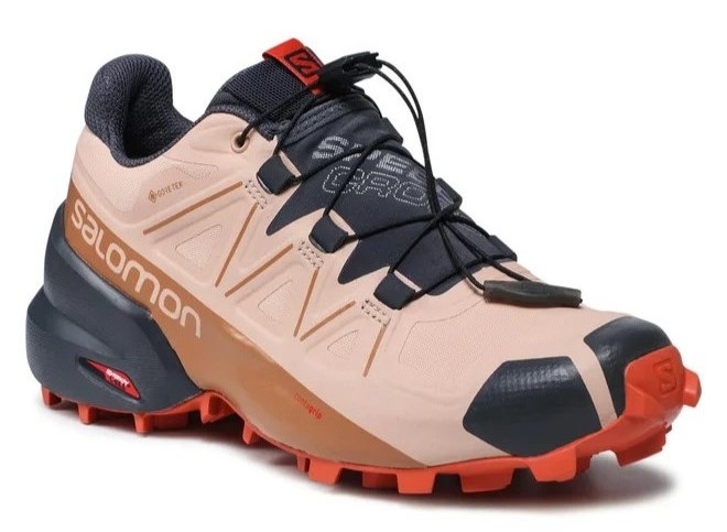 Chaussures trail femme Salomon SPEEDCROSS 5 GTX Beige Marron orangé Gris anthracite 2