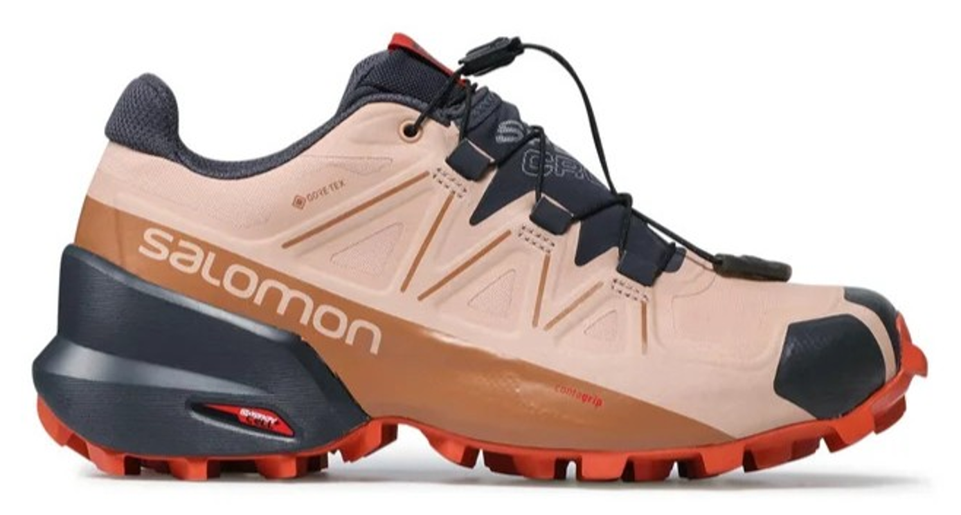 Chaussures trail femme Salomon SPEEDCROSS 5 GTX Beige Marron orangé Gris anthracite