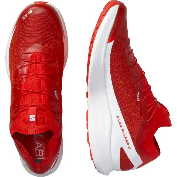 Chaussures trail unisexe Salomon S-LAB PULSAR 2 ROUGE FEU - BLANC 6