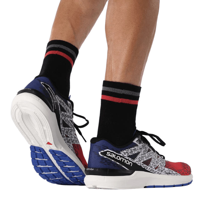 Chaussures running homme Salomon SONIC 5 BALANCE Rouge coquelicot Bleu clématis Noir Blanc 6