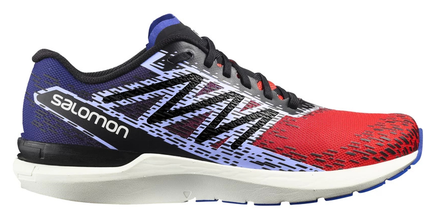Chaussures running homme Salomon SONIC 5 BALANCE Rouge coquelicot Bleu clématis Noir Blanc