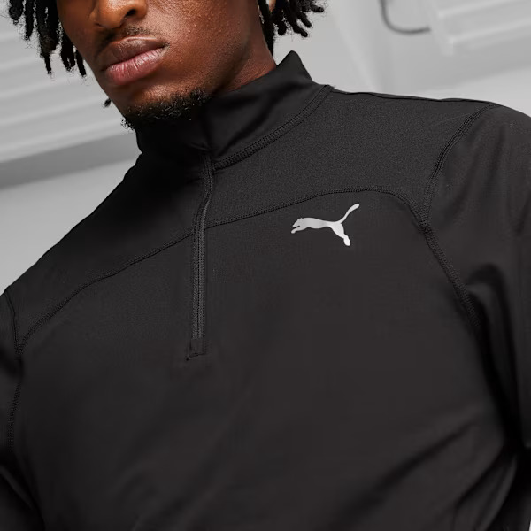 Haut de sport 1-4 zip technique et respirant homme Puma RUN CLOUD SPUN 1-4 ZIP Noir Blanc 2