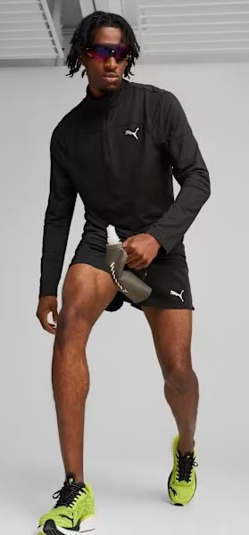 Haut de sport 1-4 zip technique et respirant homme Puma RUN CLOUD SPUN 1-4 ZIP Noir Blanc 4