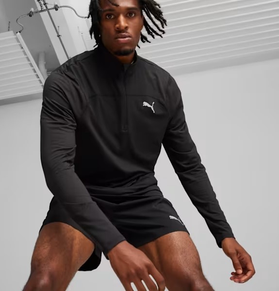 Haut de sport 1-4 zip technique et respirant homme Puma RUN CLOUD-SPUN 1-4 ZIP Noir Blanc