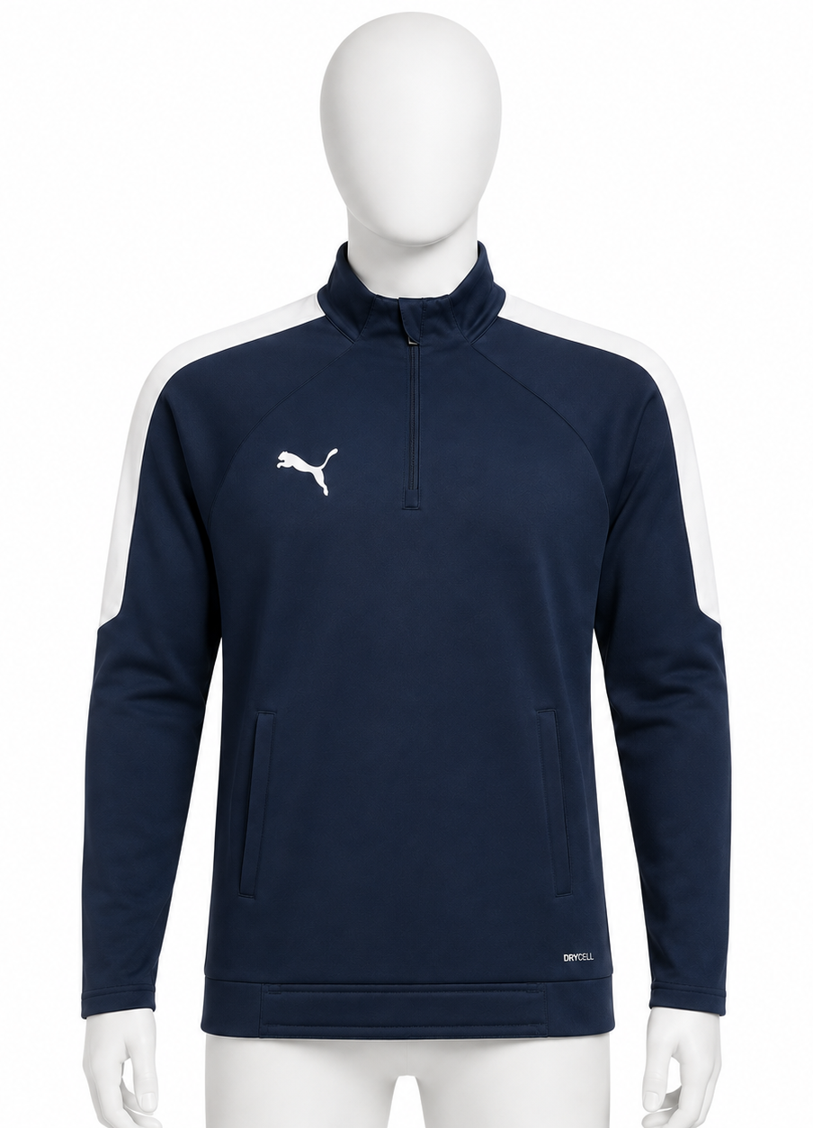 Veste sport 1-4 zip homme Puma Training TOP Bleu foncé Blanc