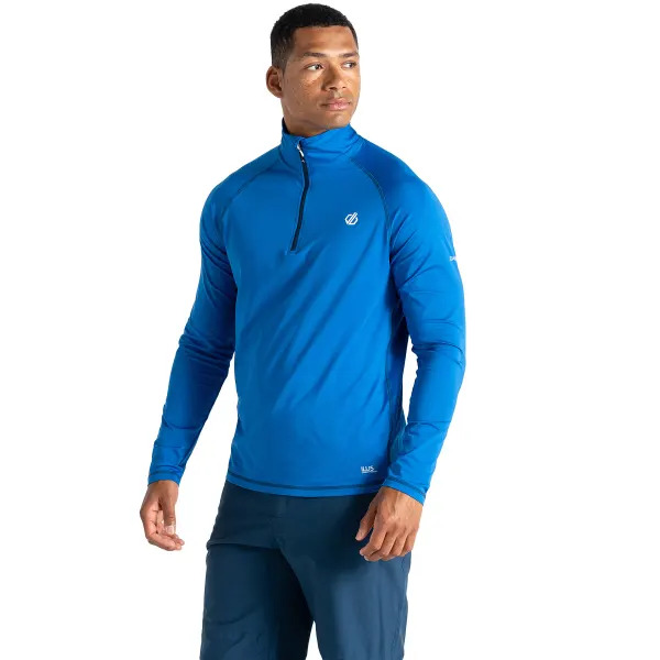 Haut de sport à manches longues 1-4 zip technique et extensible homme DARE2B Fuse Up II Core Stretch Bleu olympien Blanc Noir 3